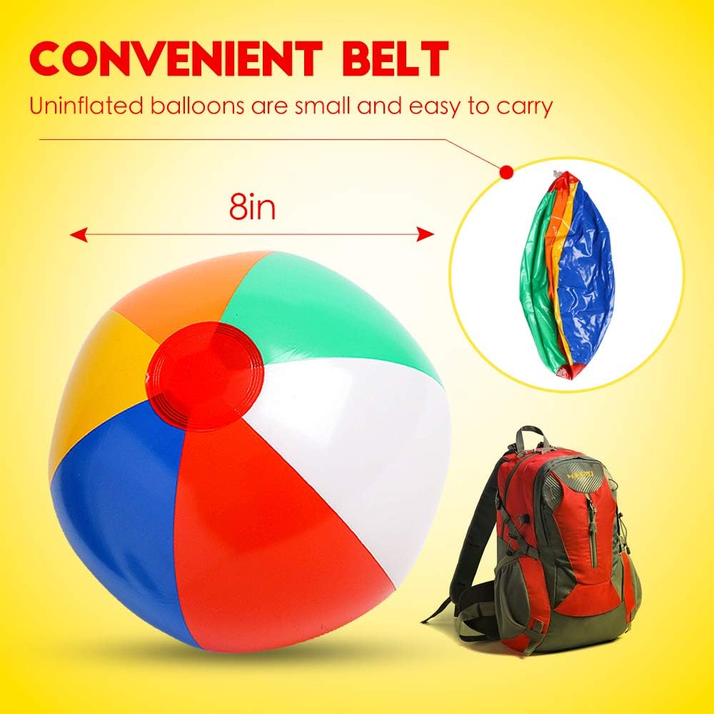 Skrtuan Inflatable Beach Balls, 10 Pack 12" Rainbow Beach Ball Pool Toys in Pool Party for Kids Boys Girls Water Toy Fun Play in Summer: Sports & Outdoors