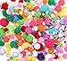 Richness Assorted Pom Poms Assorted Pompoms for Craft Making with Wiggle Googly Eyes Multiple Colors & Sizes, DIY Creative Decorations Pack of 220pcs