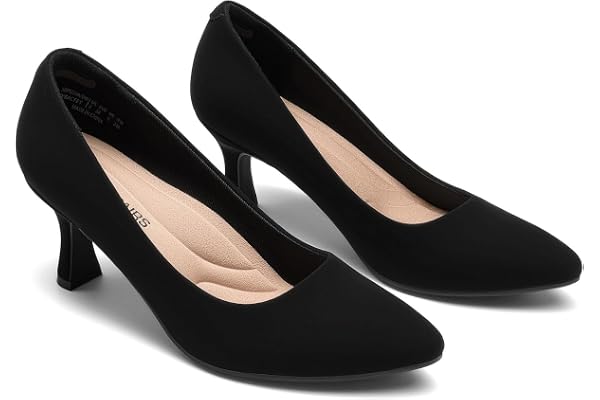 DREAM PAIRS Women's Pointed Toe Dress Shoes Pumps | 2.71-inch Kitten Heel,Comfortable Arch Support,Non-Slip,Slip on,for Work