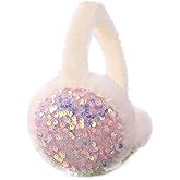 KDVOG Sequin Ear Muffs for Women Girls, Winter Warm Plush Earmuffs Kids Ear Warmers Outdoor Ear Covers