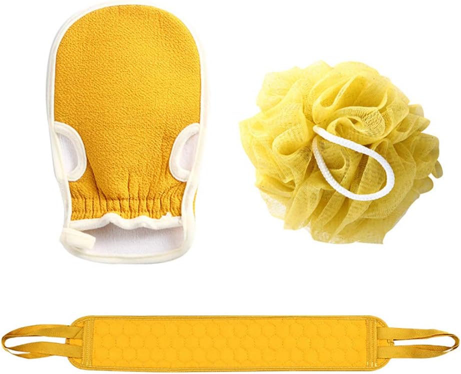Omenluck Exfoliating Bath Sponge Set Rubbing Back Towel Shower Gloves Mitt