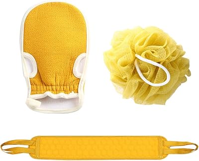 Omenluck Exfoliating Bath Sponge Set Rubbing Back Towel Shower Gloves Mitt