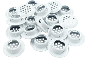 Auvotuis 20Pcs Circular Air Vents White Soffit Vent, Stainless Steel Round Vent Mesh Hole Louver for Kitchen Bathroom Cabinet Wardrobe, 3/4"(19mm) Mounting Diameter