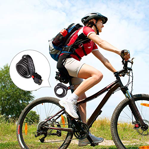 YIHATA Bike Lock Cable Bicycle Combination Locks Coiled Chain Lock Basic Self Coiling Core Steel Wire (A - 4ft/120cm) - Thumbnail 6