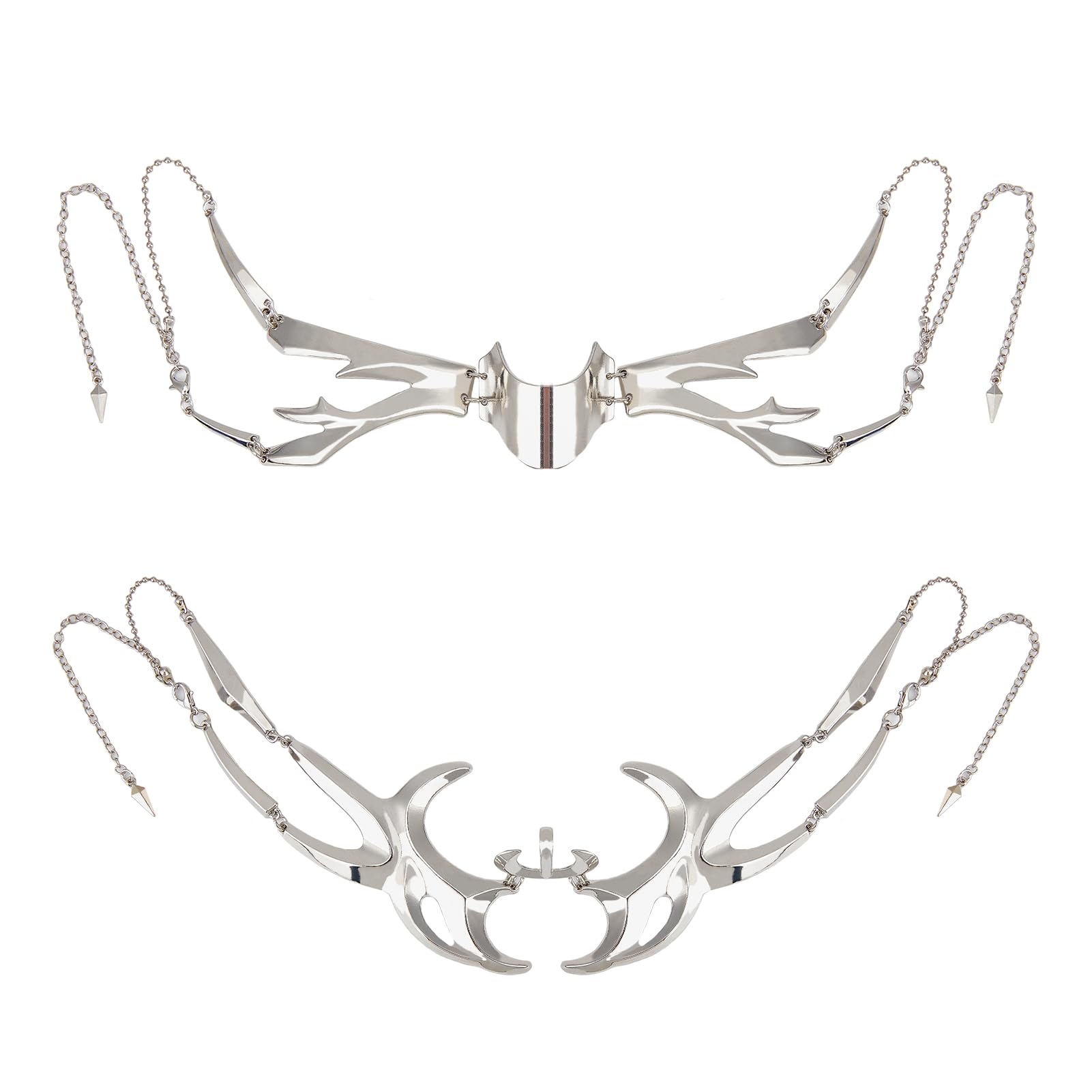 NICENEEDED 2 PCS Punk Mechanical Half Mask, Irregular Metal Face Wear Accessories, Halloween Cosplay Half Mask Face Jewelry