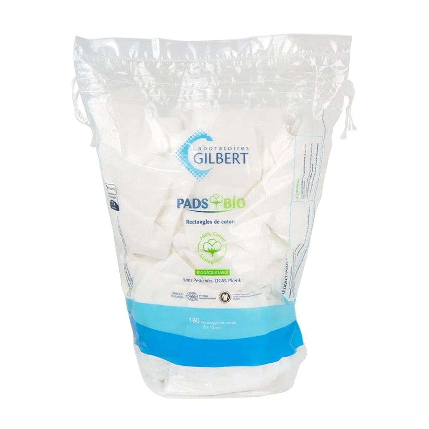 Gilbert Organic Pads 180 Cotton Rectangles 8 x 10 cm