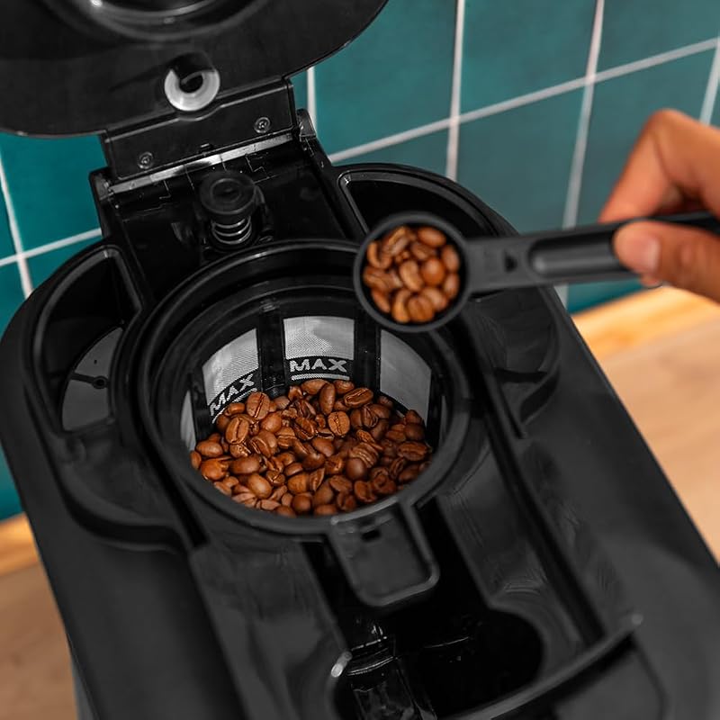 Coffee 66 Grind & Drop Drip Cafetières à Goutte. 1086 W, Moulin à Lames, Jusqu'à 12 Tasses, Technologie Extremearoma, Cafetière Goutte à Goutte Numérique, Acier Inoxydable, Arrêt Automatique