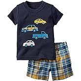 Funnymore Toddler Boy Cotton Summer Short Sleeve T-Shirt and Short Set
