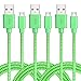 iSeeker Bundle of 3 Durable 6.6ft/2m Nylon Braided Tangle-Free Micro USB Cable for Android, Samsung, HTC, Motorola, Nokia and More(Green)