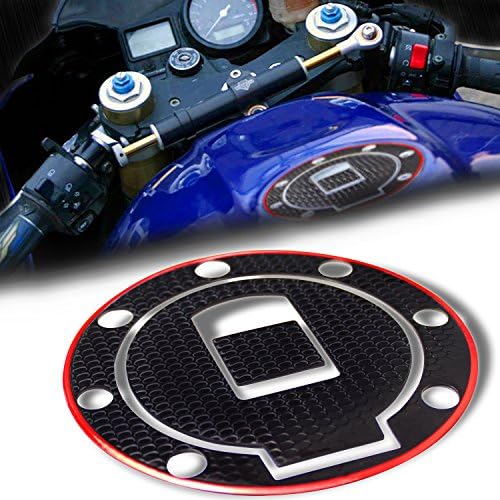 3D Gas Tank Fuel Cap Cover Protector Pad for Yamaha R1/R6 YZF/FZR/FJ [Black &amp; Red Trim]