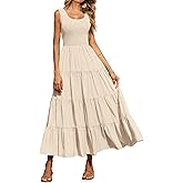 PRETTYGARDEN Women's 2026 Casual Loose Plain Maxi Sundress Smocked Tank Dress Sleeveless Spring Beach Tiered Long Dresses