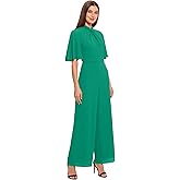 Maggy London Women's High Neck Jumpsuit Workwear Office Occasion Event Guest of, Flutter Sleeve-Golf Green
