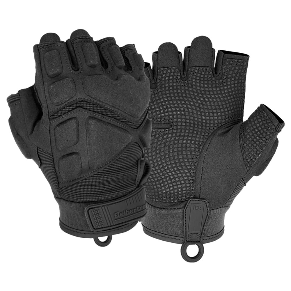 Seibertron Patented S.O.L.A.G 2.0 Touchscreen Sports Water Resistant Protection Gloves Also fit Hiking Riding Cycling Motorcycle Climbing Half Finger Black XL