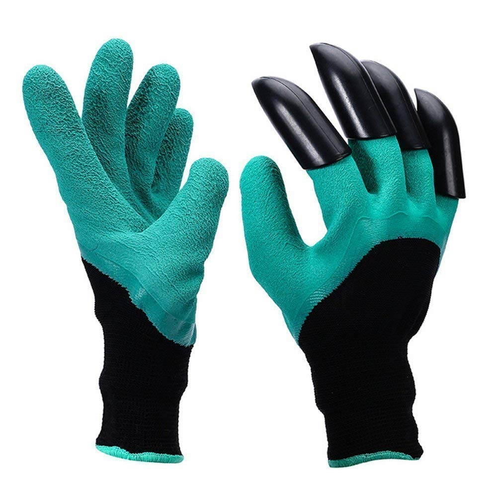 Ram® 2 x Gardening Garden Lawn Plant Gloves Thorn Resistant Safety Gloves Pruning Digging Gloves With Rake