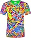 aofmoka Neon Glow Blacklight UV Reactive Party Rave Handmade Art Tee Sport Top Workout Shirt Women Unisex Men Design T-Shirt