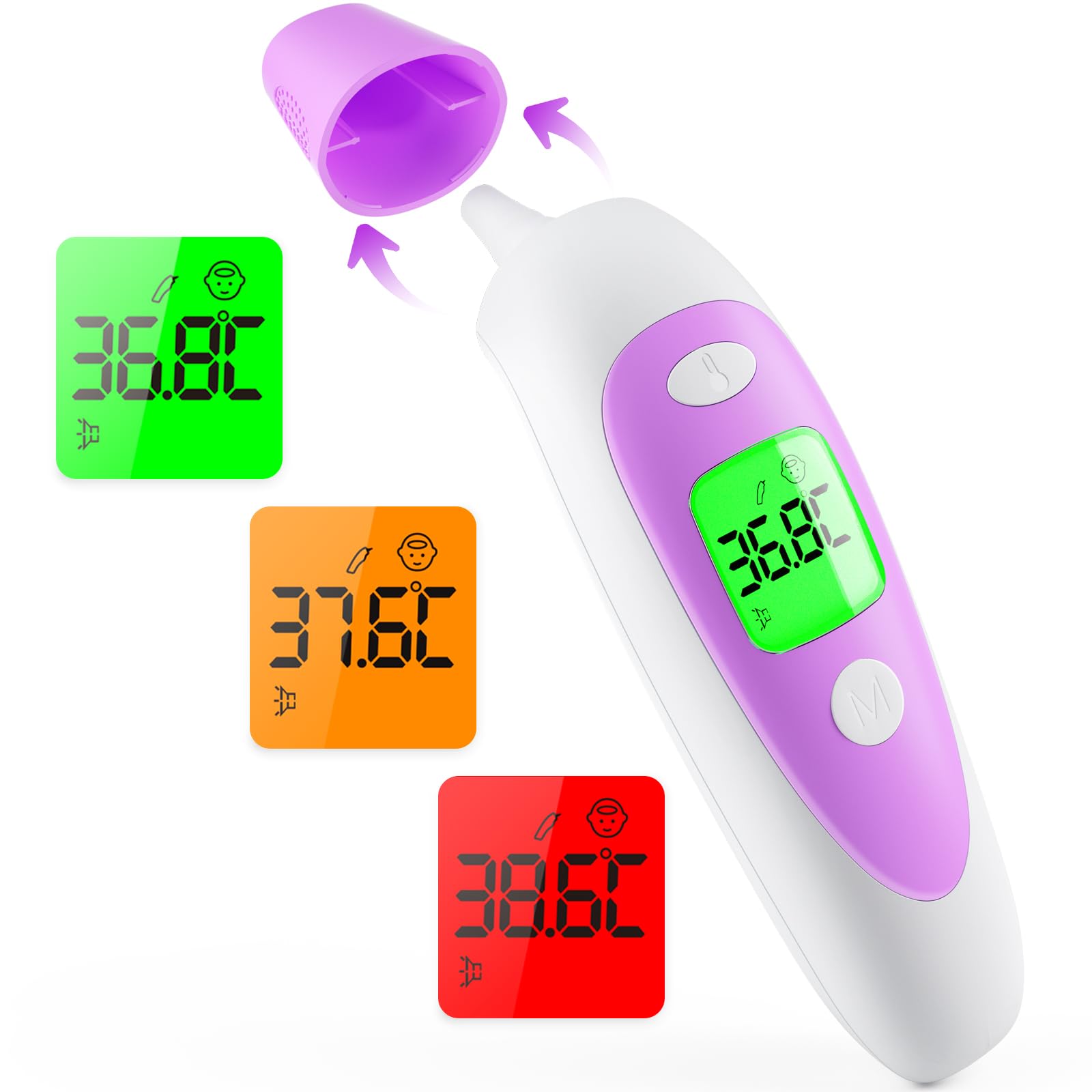 Baby Thermometers for Adults and Kids: AILE Accurate Ear and Forehead Temperature Readings - Fever Alarm - Touchless Ideal for Babies Toddlers Infants Thermometer - Large LED Display - Home Use