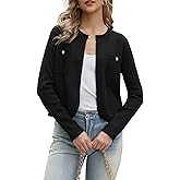 Allegra K Open Front Cardigan for Women's Knit Long Sleeve Casual Cropped Sweater Cardigans Shrug