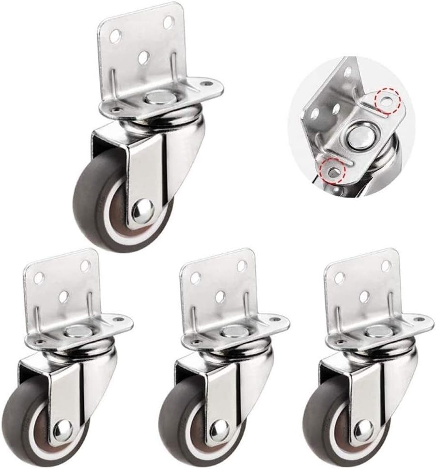 Caster Wheels,Heavy Duty Rubber Casters With Brake,LType Bracket 5