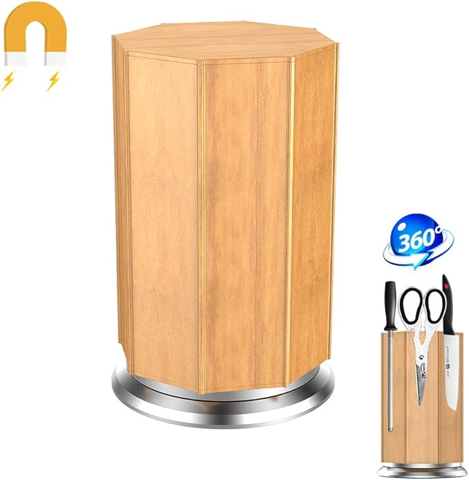 Knife Holders,Kamlif 360 Degree Free Rotation 8Sided Strong