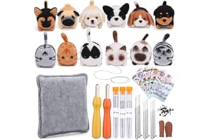 zaabaazina Needle Felting Kit, 6pcs Dogs and 6pcs Cats Needle Felting Set Wool Needle Felting Starter Kit DIY Kits for Adults, with Instruction and Needle Felting Tools, Home Decoration Birthday Gift