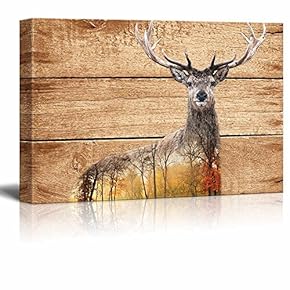 Double Exposure Rustic Elk Deer in The Wild...