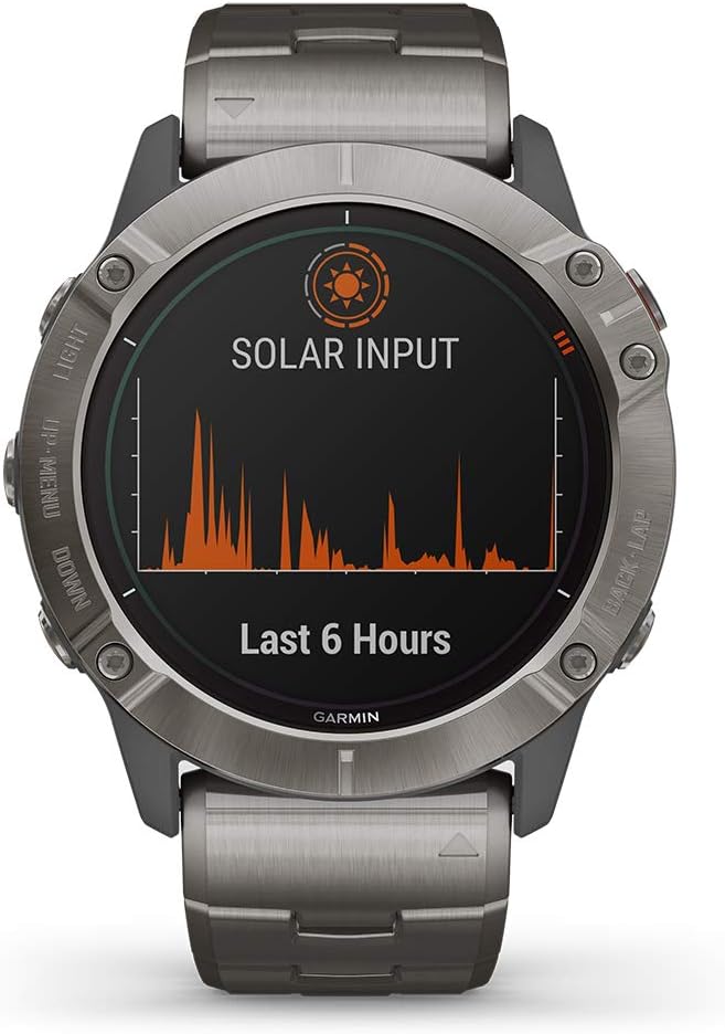 garmin watch fenix 6x pro solar titanium with titanium band