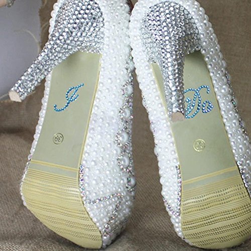 QTMY Rhinestone "I Do, Me Too" Stickers for Wedding Bridal Shoes (Blue)