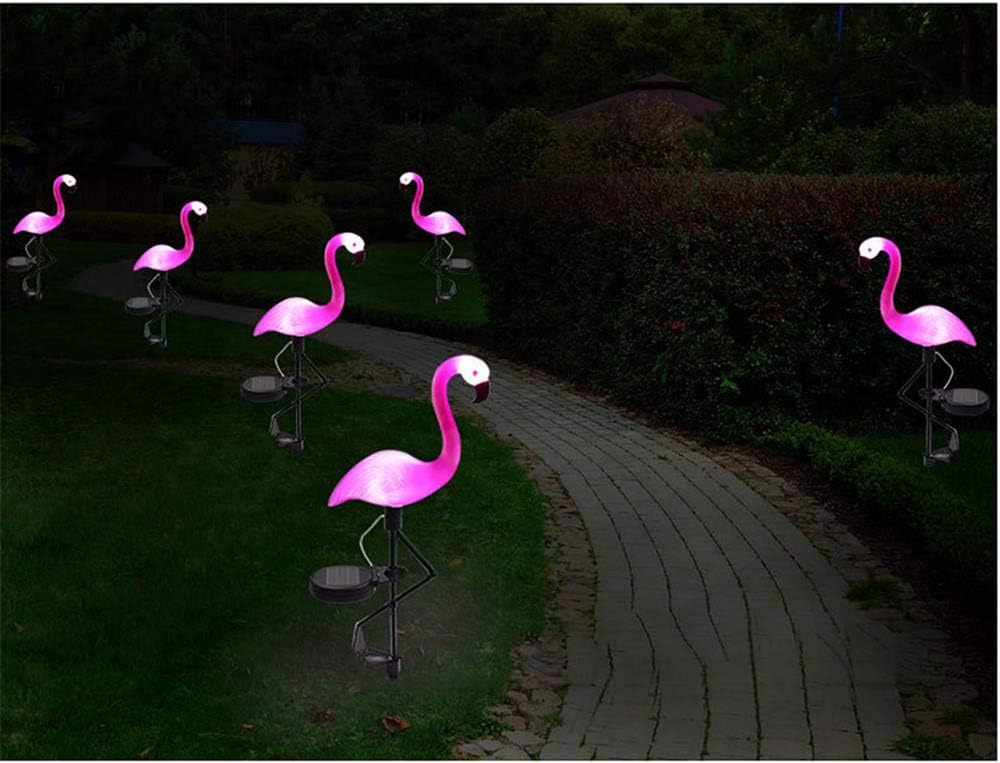 6 Pack Garden Solar Flamingo Lights Outdoor, LED Color Changing Stake Lights, Solar Powered Optic Fiber Decorative Lighting, Yard Art, Garden Decorations, Housewarming Gifts.