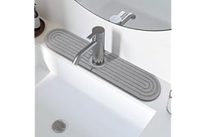 DREATIM Kitchen Faucet Mat - Diatomite Splash Guard for Sink, Quick-Drying Water Absorbing Stone Tray [Grey, 17.7" x 3.9"]