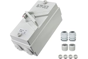 Antrader 1Pcs Enclosed Motor Disconnect Switch,63A 2Pole 220V Universal Disconnect Switch,IP66 Outdoor Waterproof Switches for Generator Boat and Welding