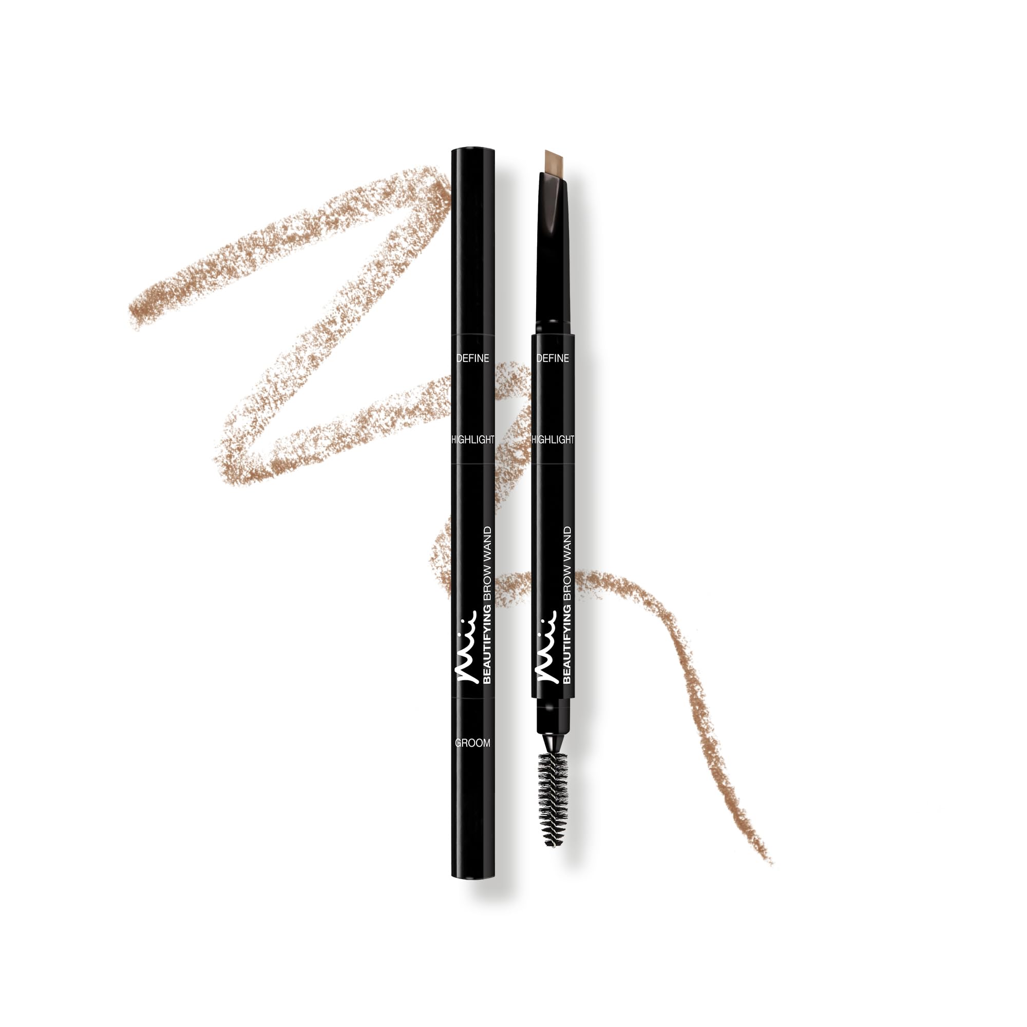 Mii Cosmetics Beautifying Brow Wand, Eyebrow Pencil, 3 in 1 Eyebrow Pen with Brush & Highlighter for Filling, Shaping, & Defining, Cool Blonde, Truly Fair
