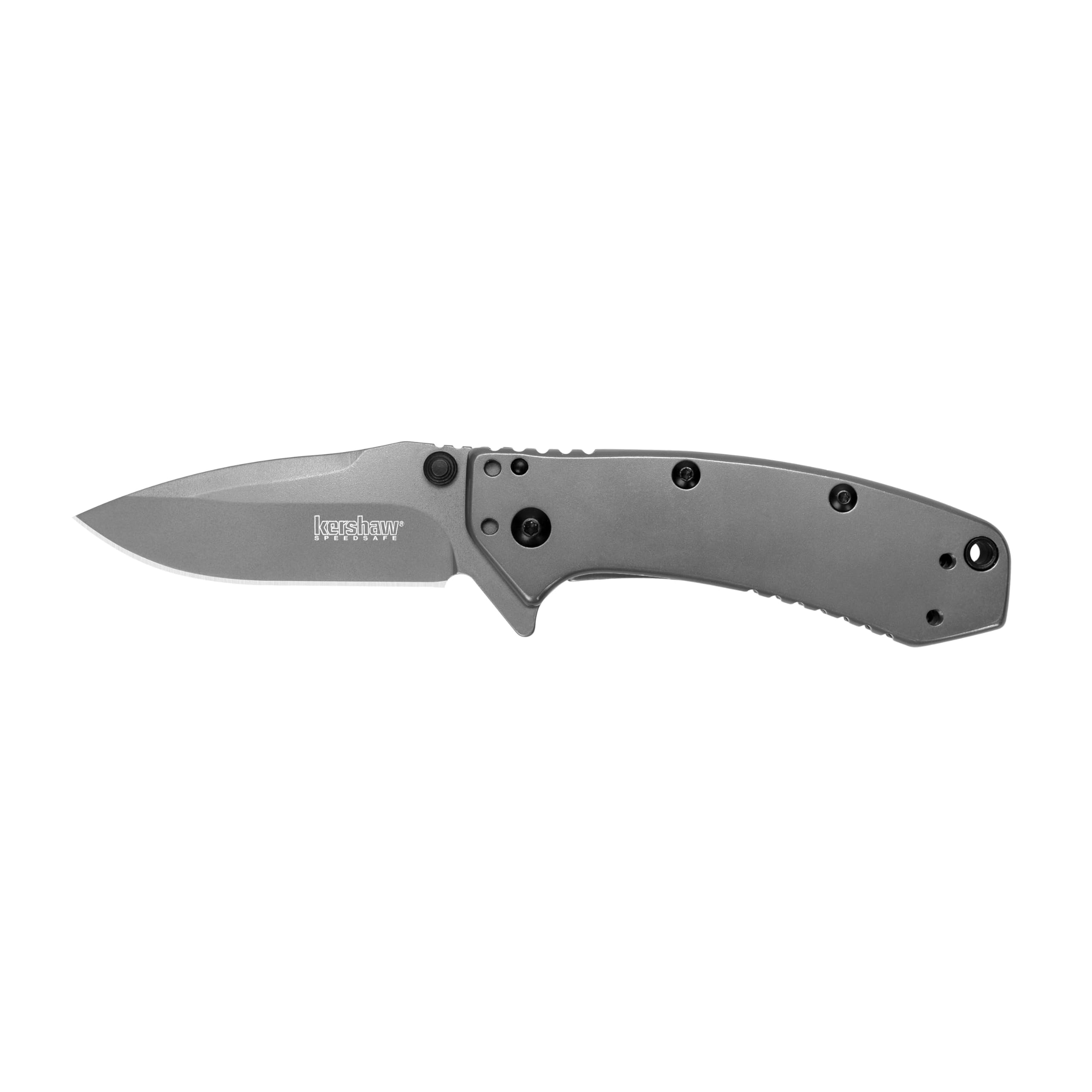 Kershaw Cryo Navaja de bolsillo, diseño gris mate, hoja de punto de caída de acero inoxidable de 2,75 pulgadas, EDC con apertura asistida, transporte con clip de 4 posiciones, navaja de bolsillo para transporte diario para hombres y mujeres