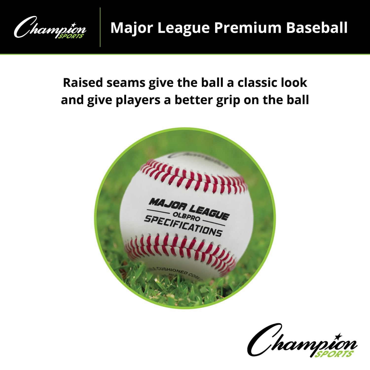 Champion Sports Leather Baseball Set: Dozen Indoor / Outdoor Genuine Leather Official League Baseballs for Practice Training or Real Game - OLBPRO Pack of 12