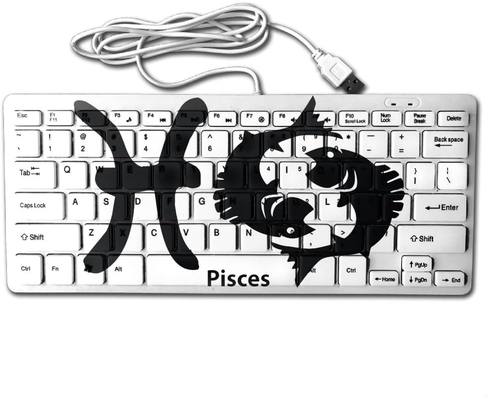 Pisces Sign Mini Keyboard Wired Thin Light 78 Keys USB For Pc Computer Laptop