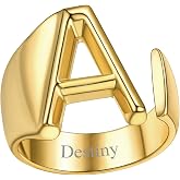 FindChic Customizable Initial Ring Statement 18K Gold Plated Fashion Cuff Rings for Women Alphabet Letter A to Z Resizable Kn