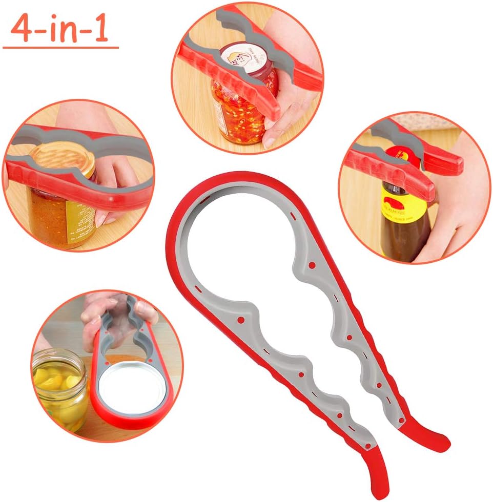 Rommeka Bottle Can and Jar Grip Opener, Multi Function 4-in-1, 5-in-1 and 6-in-1 Kitchen Tools Set, Anti Slip Lid Seal Remover Easy Twist off for Children, Elderly, Arthritic and Weak Hand, Pack of 3: Kitchen & Dining