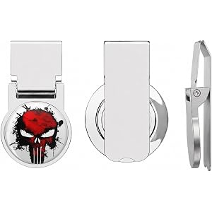 USA Military American Red and Black Skull Premium Stainless Steel Money Clip for Men - Slim Front Pocket Wallet