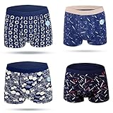TissarLG Men's Boxer Briefs Fashion Printed Cotton Underwear 4 Packed