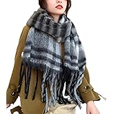 Wander Agio Winter Women Warm Scarf Long Shawl Large Scarves Cold Weather Thicker Blanket Wrap Colour Plaid Stripe