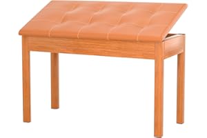 HEXANT Duet Piano Bech with Storage, Solid Wooden Keyboard Bench with PU Leather Padded Cushion for Musical Instrument, Keyboard, Vanity Stool (29x13x19 Inch) (Brown)