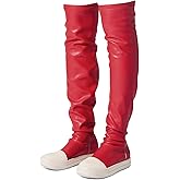 MOFEEDOUKA Thigh High Boots for Women Flat Over The Knee Round Toe Booties