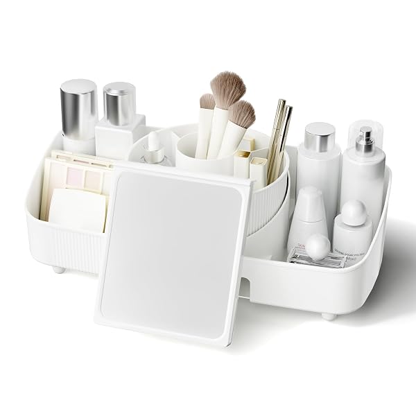 COOSEYA MAKEUP ORGANIZER FOR VANITY, MAKEUP STORAGE ORGANIZER,ROTATING MAKEUP ORGANIZER SKINCARE ORGANIZER COUNTERTOP FOR BATHROOM SINK,ORGANIZE AND STORAGE BRUSH HOLDER PERFUME