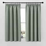 PONY DANCE Sage Green Thermal Blackout Curtains 2 Panels 46x45 Pencil Pleat