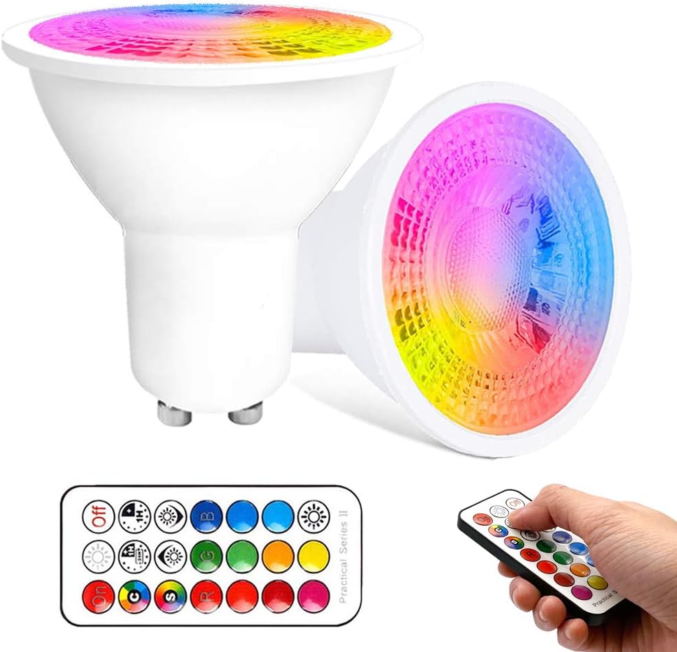 VARICART GU10 Colour Changing LED Bulbs, 5W Dimmable Spot Light Bulb, 12 Colour RGB + Cool White 6000K, 5 Modes