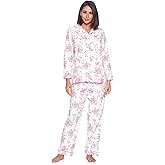 Casual Nights Women's Flannel Long Sleeve PJ's Button Down Sleepwear Pajama Set