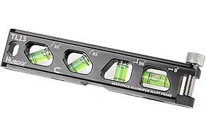 Huepar Magnetic Torpedo Level, Conduit Level with 4 Vials, 6.2 inch Aluminum Alloy Construction Spirit Level with V-Groove an