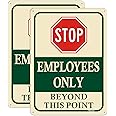 Employees Only Beyond This Point Signs 10"x7" Stop Do Not Enter Signs Restricted Area Signs Metal Reflective Rust Free Aluminum UV Protected Waterproof Easy Mounting Outdoor Use 2 Pack