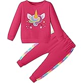 YALLET Toddler Girl Clothes Fall Winter Jogging Outfit Little Girl Unicorn Sweatsuit+ Pants Set Baby Sweatshirt Clothing 1-6Y