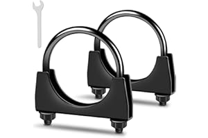 XIEKRAB 2Pcs Heavy Duty 2 inch Muffler Clamps Rustproof, 2" Exhaust Pipe Diameter, Black Saddle Style U-Bolt Clamp