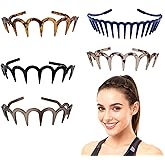 Only Romee 5 PCS Zig Zag Headbands for Women Non Slip, Recycled Plastic Tortoise & Black Headbands with Teeth for Slicked Back Styles, high skull headband Comfortable Comb Hairbands for Women & Girls